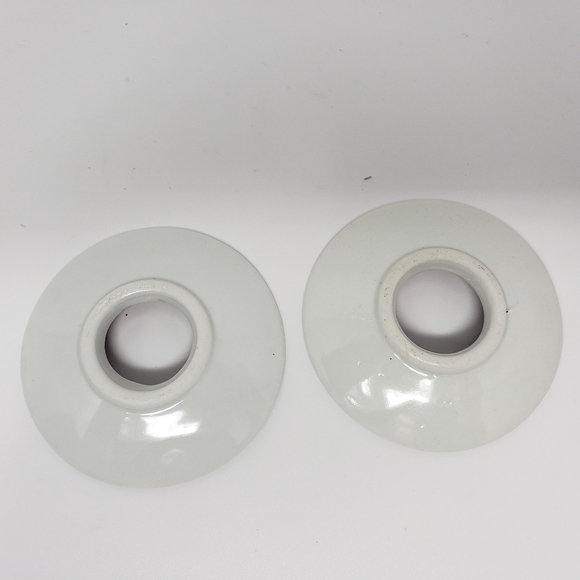 Candle Rings Plates Porcelain Holly Poinsettia Chirstmas Set of 2 - Picture 7 of 16